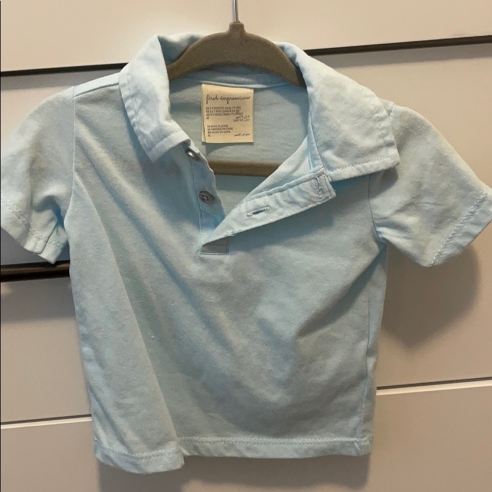 Baby blue collared shirt infant 0-3 months